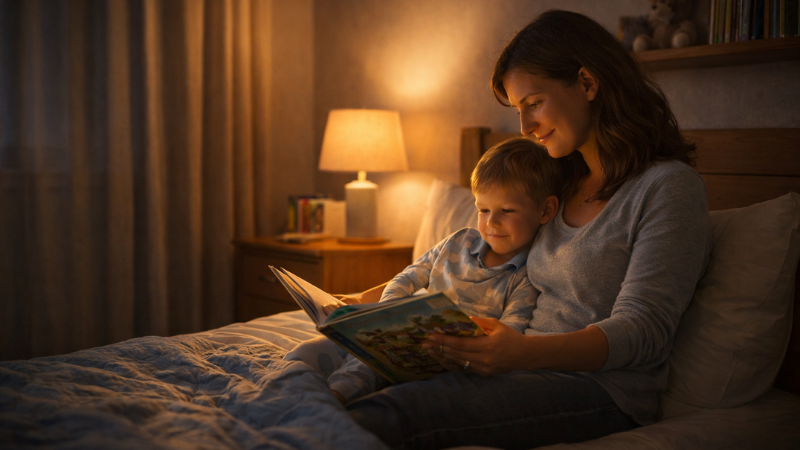 Rotina noturna para famílias com crianças pequenas